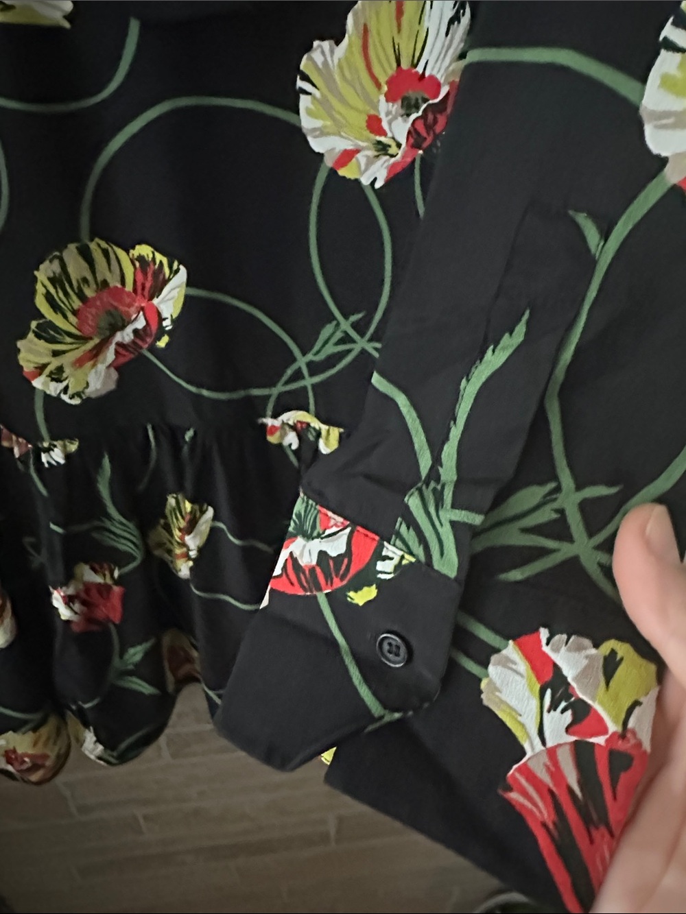 Akris Punto Crêpe de Chine Silk Dress Floral Poppy Print Size M 4-6 Tie Neck - Picture 4 of 8